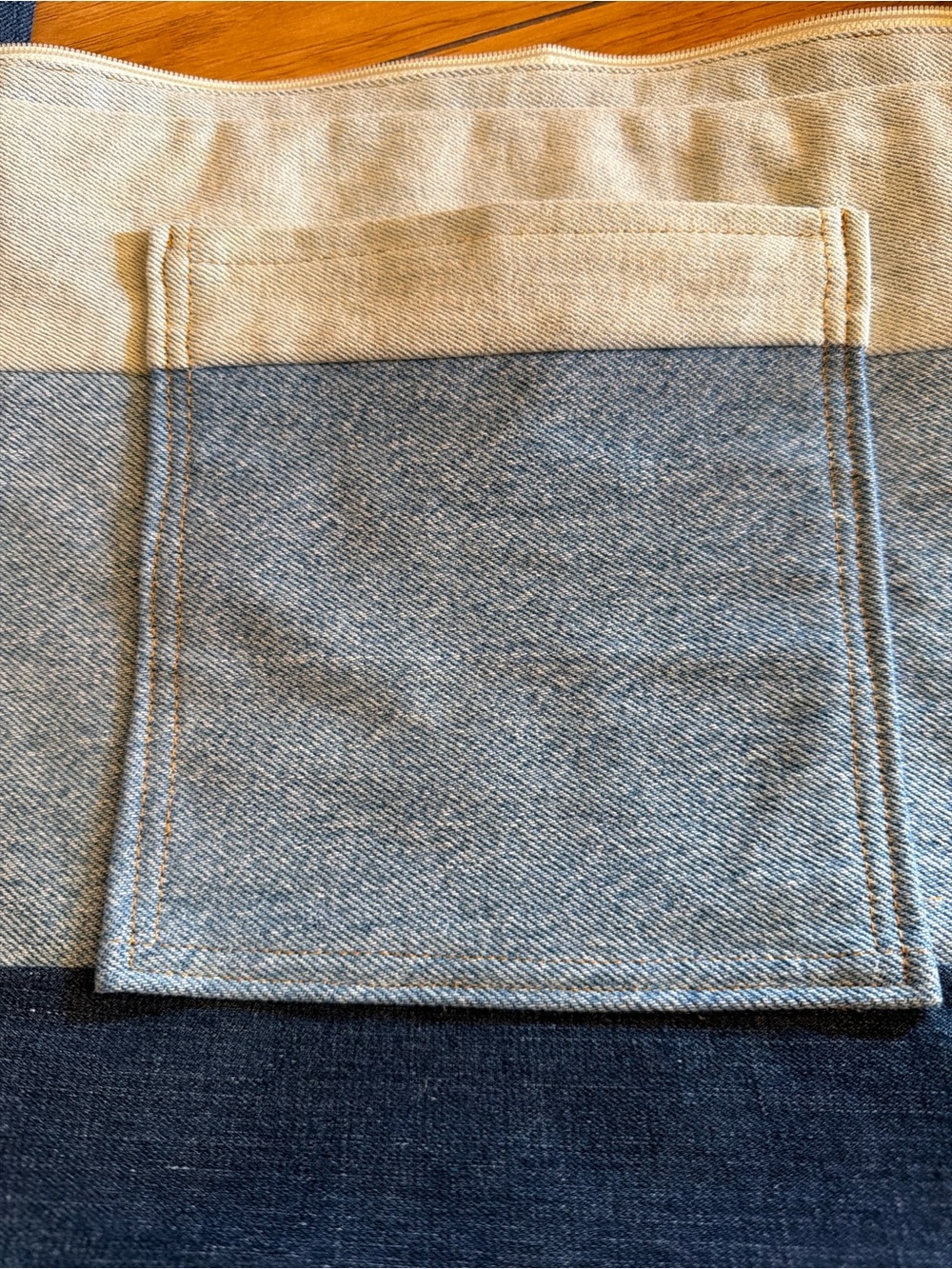 Custom made denim Colorblock Tote - Picture 2 of 5
